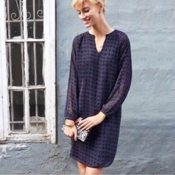 Cabi Harlequin Stripe Shift Tunic Dress Navy Black Size XS - Picture 1 of 10